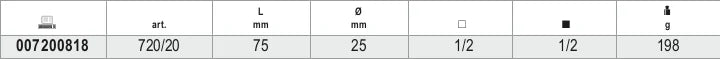 1/2 Drive Impact Extension Bar, 75mm Length - Beta Tools 720/20
