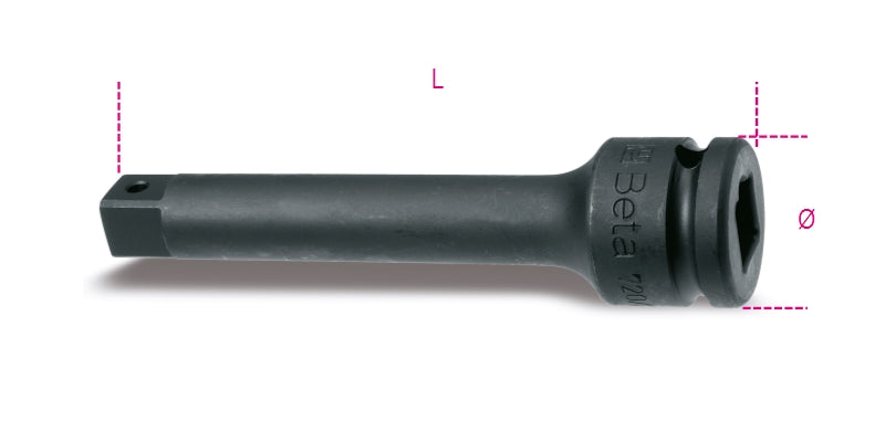 1/2 Drive Impact Extension Bar, 125mm Length - Beta Tools 720/21