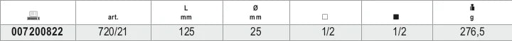 1/2 Drive Impact Extension Bar, 125mm Length - Beta Tools 720/21