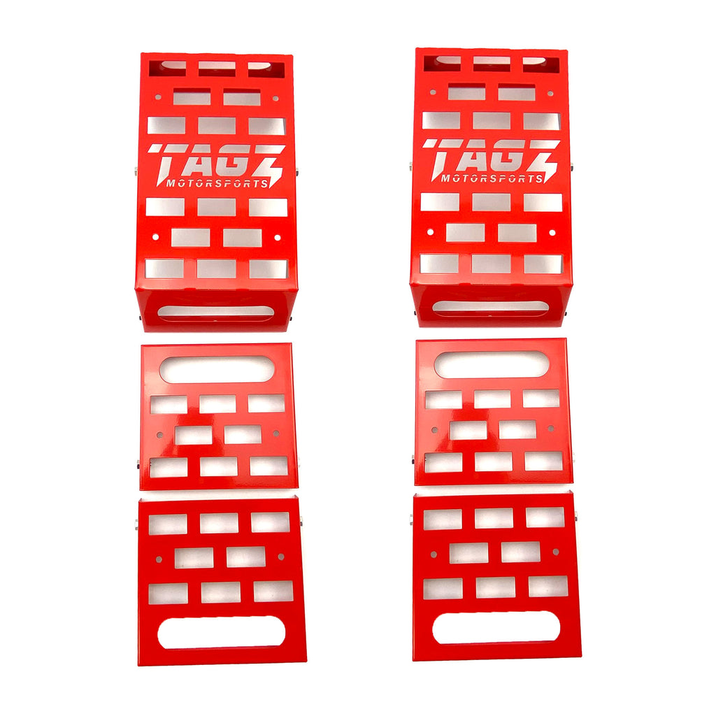 UNIVERSAL STARTING BLOCKS RED LIGHTWEIGHT STEEL ADJUSTABLE 80 – 190mm TAG-Z