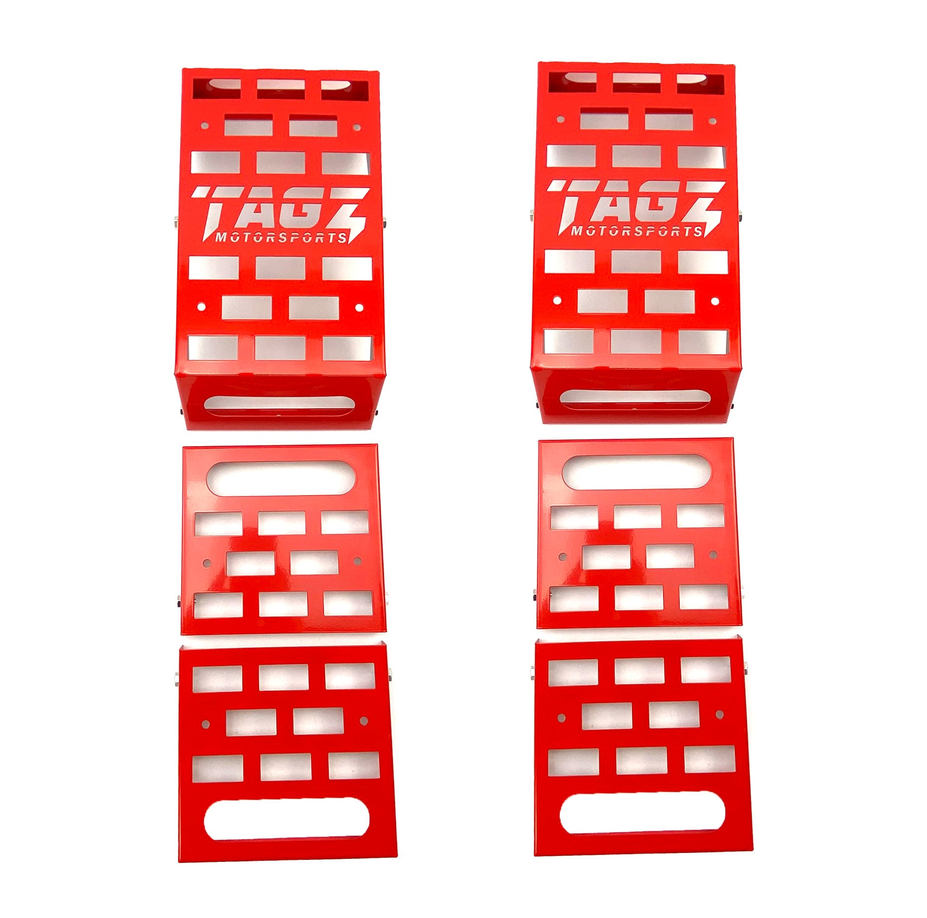 UNIVERSAL STARTING BLOCKS RED LIGHTWEIGHT STEEL ADJUSTABLE 80 – 190mm TAG-Z