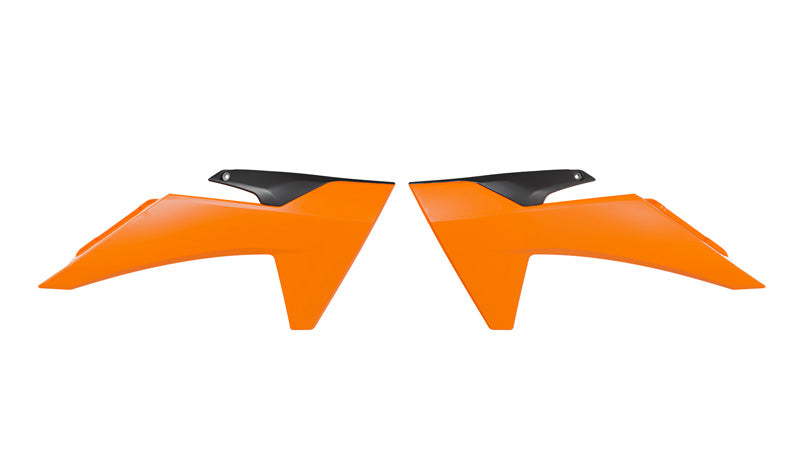 RADIATOR SCOOPS 2024-2025 KTM SX 65, ORANGE/BLACK RTECH R-CVKTMARNR2465