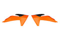 RADIATOR SCOOPS 2024-2025 KTM SX 50, ORANGE/BLACK RTECH R-CVKTMARNR150