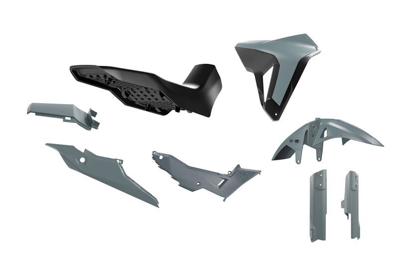 PLASTIC KIT WITH SEAT TRANSALP 750 R-TECH GREY BLACK R-KITALP-GR0-024