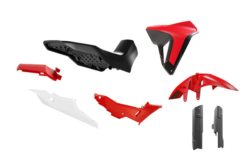 PLASTIC KIT WITH SEAT TRANSALP 750 R-TECH RED BLACK WHITE R-KITALP-RS1-024