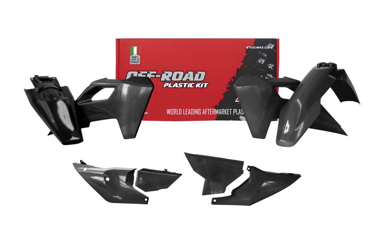 PLASTIC KIT/6 2024-25 HUSQVARNA TE/FE BLACK, RTECH R-KITHSQ-NR0-624
