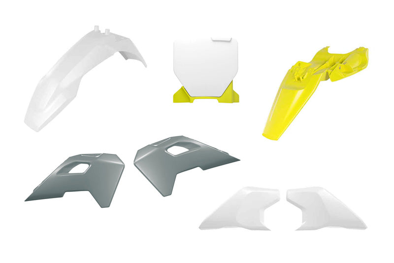 PLASTIC KIT 2024-2026 HUSQVARNA TC 65 OEM WHITE/GREY/YELLOW, RTECH R-KITHSQ-OEM-165