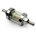 LARGE IN-LINE FUEL FILTER 6mm 1/4 WASHABLE GLASS CHROME ENDS
