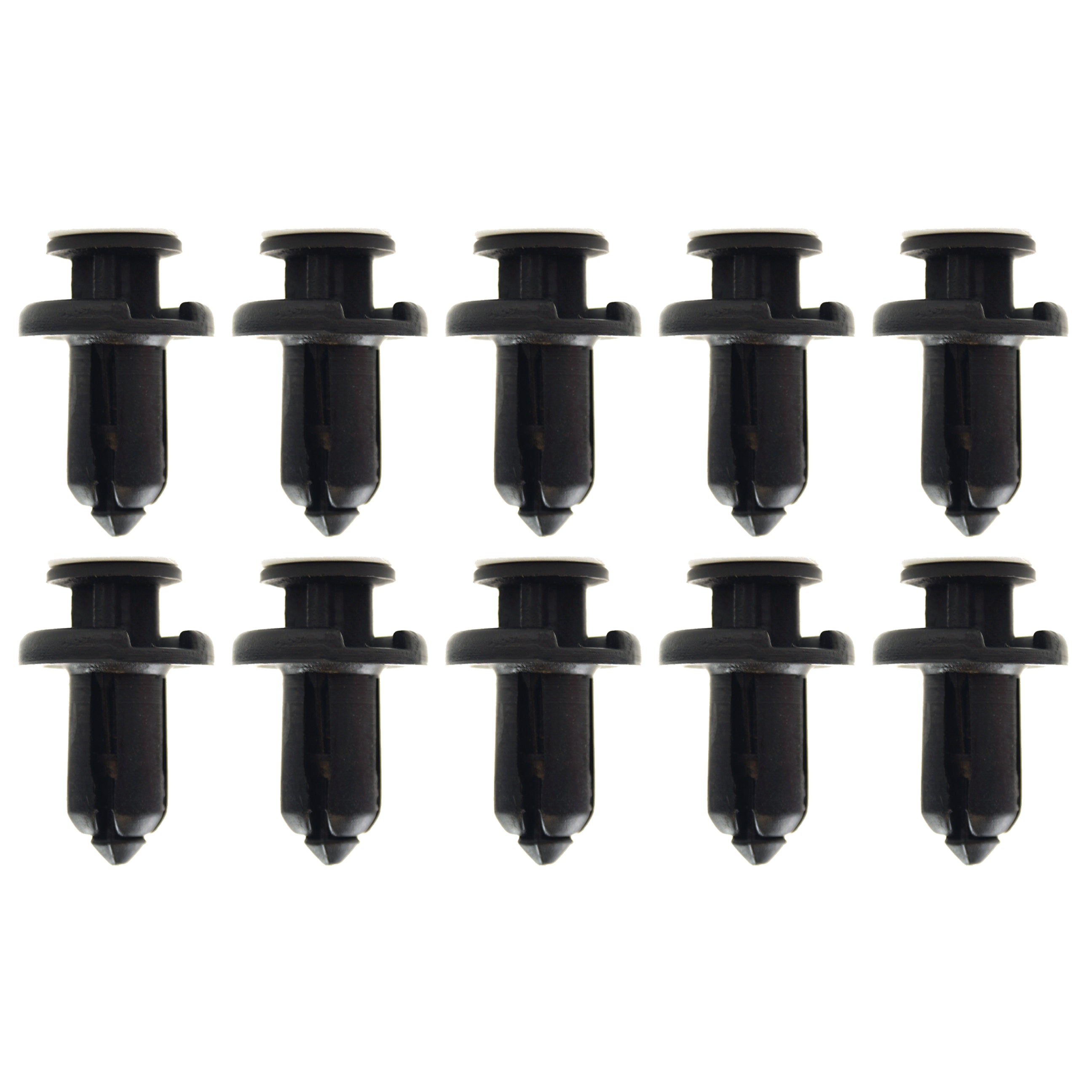 (PACK OF 10) M10 PLASTIC CENTER PUSH FENDER CLIPS RIVETS, 10mm x 20mm x 20mm