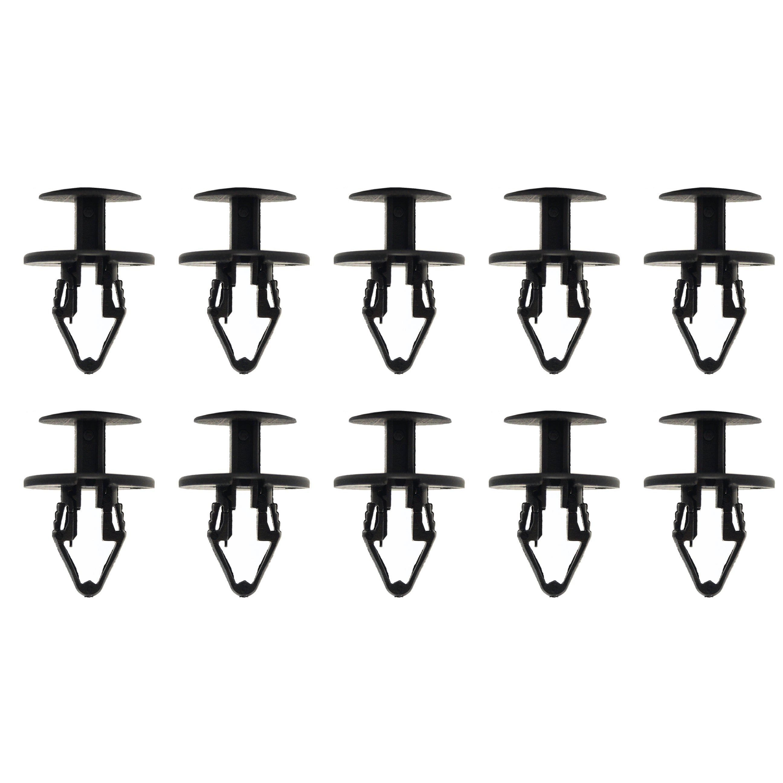 (PACK OF 10) M10 PLASTIC CENTER PUSH FENDER CLIPS RIVETS, 10mm x 22mm x 24mm