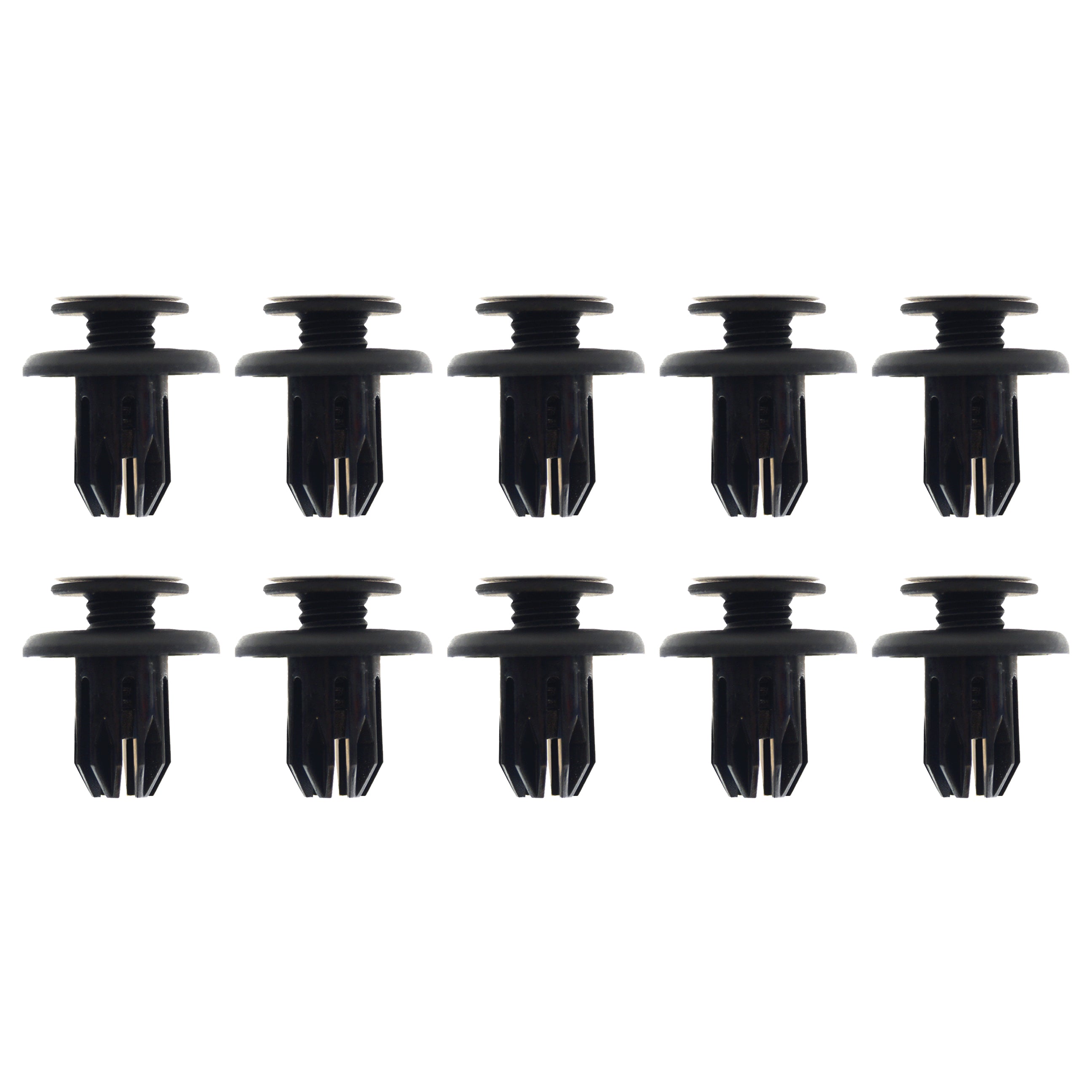 (PACK OF 10) M10 PLASTIC CENTER SCREW FENDER CLIPS RIVETS, 10mm x 17mm x 20mm