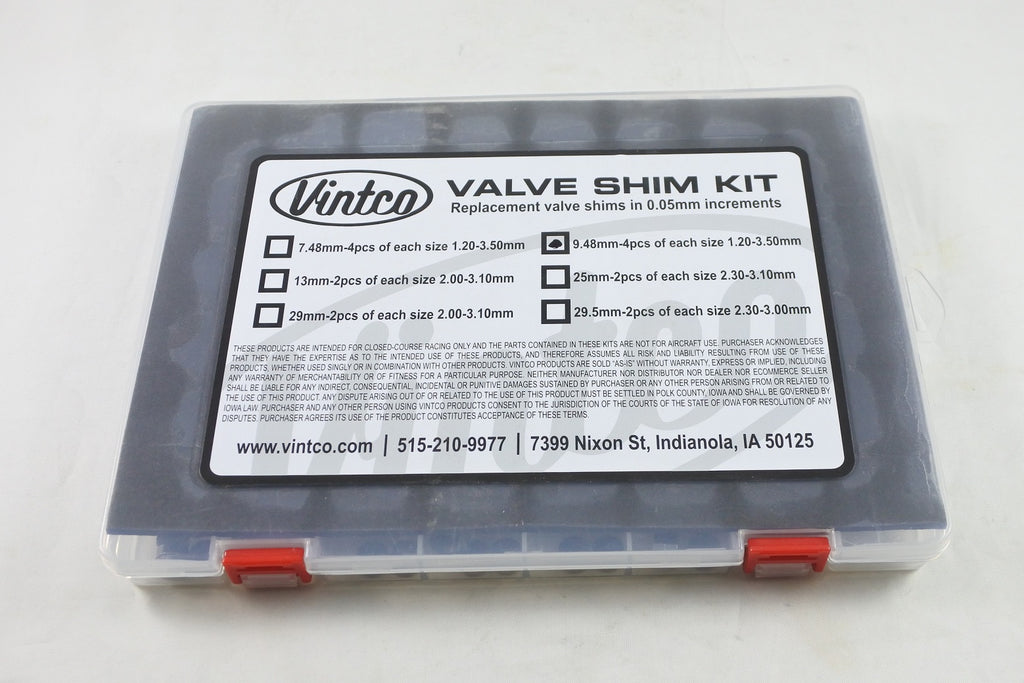 VALVE SHIM KIT 9.48mm 4PCS EA 1.20mm-3.50mm 0.05mm VINTCO 9.48SHIMKIT