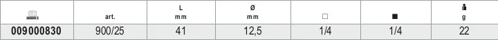 Universal Joint, 1/4 Drive, 41mm Length - Beta Tools 900/25