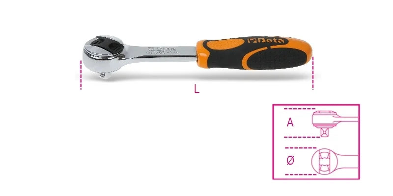 Reversible Ratchet, 1/4 Drive, 48 Teeth, 125mm Length - Beta Tools 900/55