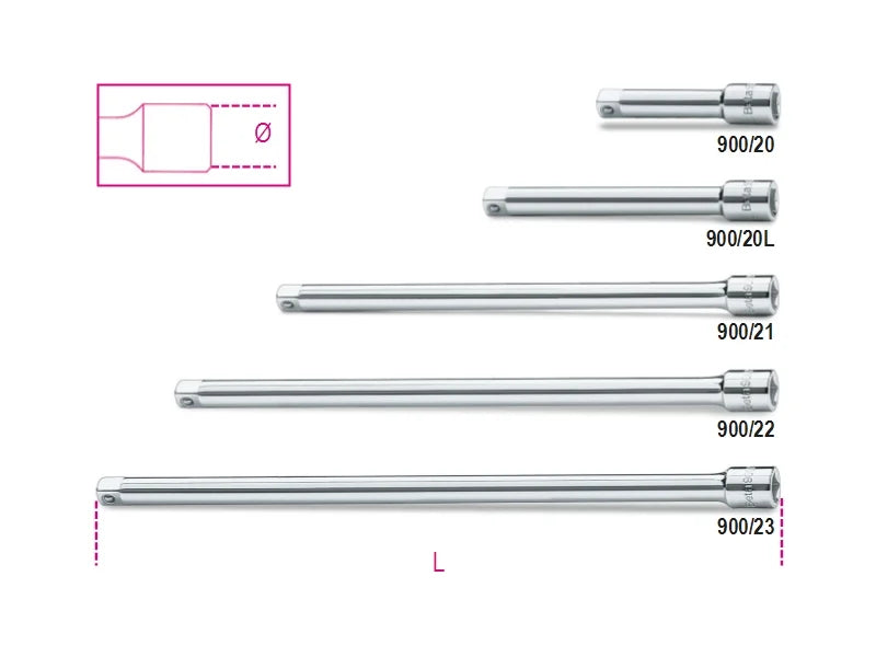 Extension Bar, 1/4 Female to Male Drive, 100mm Length - Beta Tools 900/20L