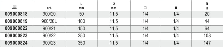Extension Bar, 1/4 Female to Male Drive, 50mm Length - Beta Tools 900/20