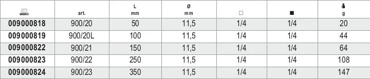 Extension Bar, 1/4 Female to Male Drive, 150mm Length - Beta Tools 900/21