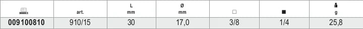 Adaptor 3/8 Female to 1/4 Male Driver 30mm - Beta Tools 910/15