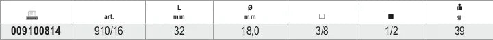 Adaptor 3/8 Female to 1/2 Male Drive 32mm - Beta Tools 910/16