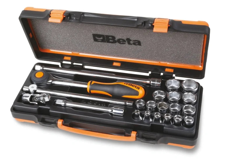 Hexagon Socket and Accessory Set in Metal Case 16 Sockets 5 Accessories - Beta Tools 910A/C16HR