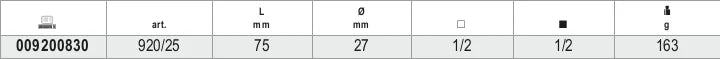 1/2 Drive Universal Joint 75mm - Beta Tools 920/25