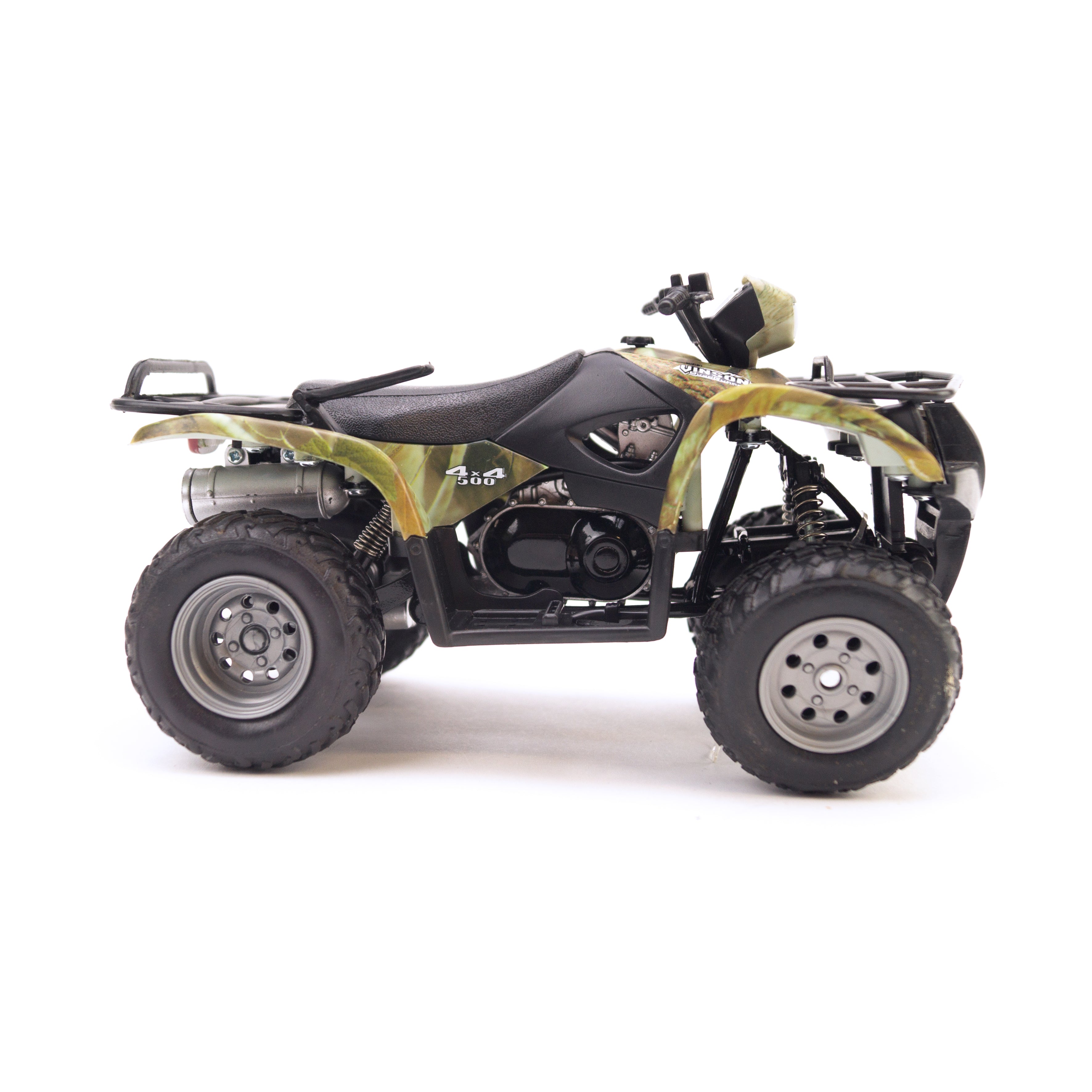 MODEL SUZUKI VINSON AUTO 500 4X4, CAMO ATV WITH RIFLES, SCALE 1:12, NEWRAY 42903A 42903, ATV