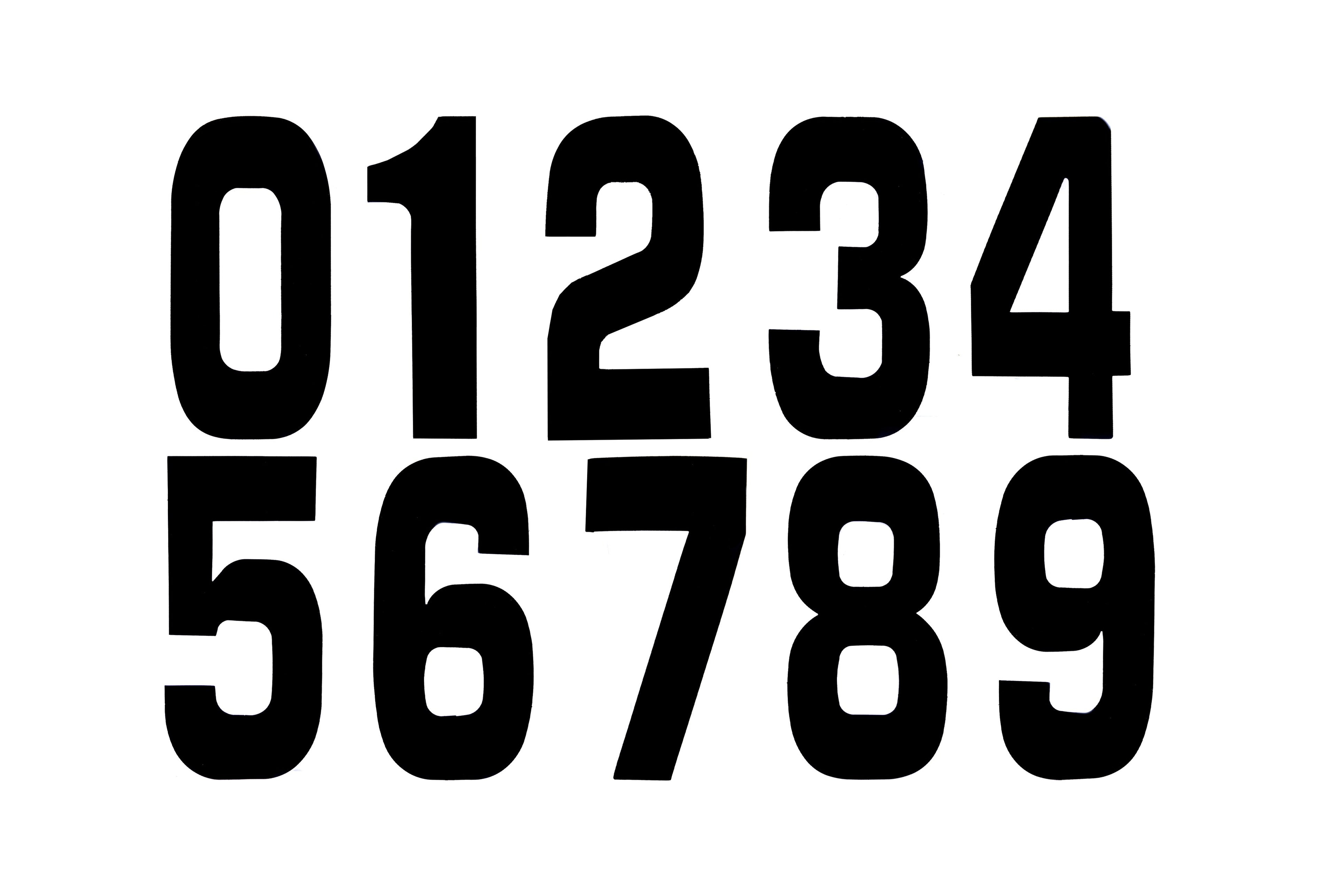 RACE NUMBERS - 0 1 2 3 4 5 6 7 8 9 - BLACK, 10 OF EACH NUMBER / 15cm 6 / PACK OF 100