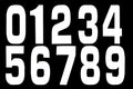 8 WHITE RACE NUMBERS 0-9, 25 OF EACH - PACK OF 250