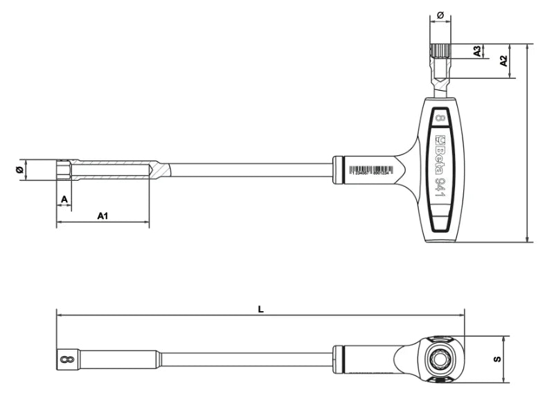 Hexagon/Bi-Hex Socket Wrench with High Torque Handle 13mm - Beta Tools 941 13