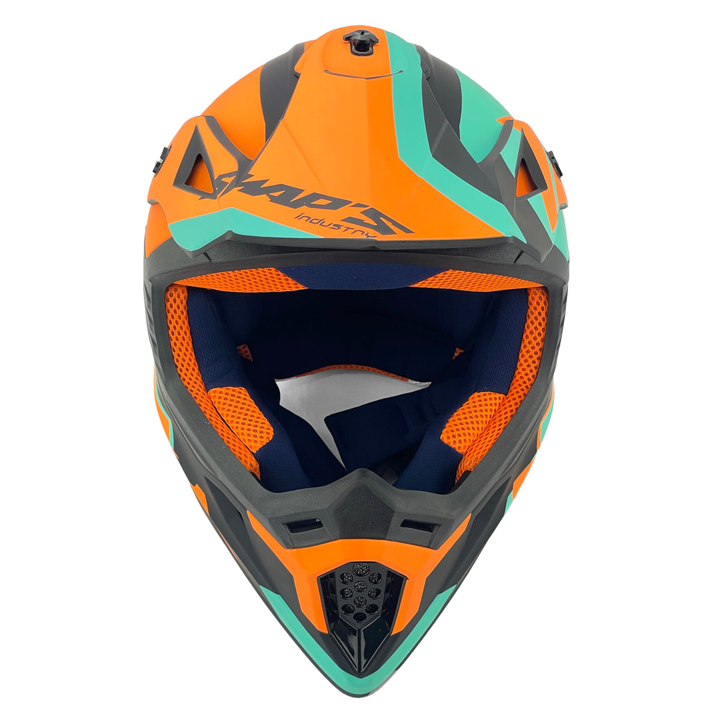 MX HELMET LG 60 BLACK/ORANGE, SWAP'S S818 FULL FACE CSW7G5104, !! ACU GOLD APPROVED !!