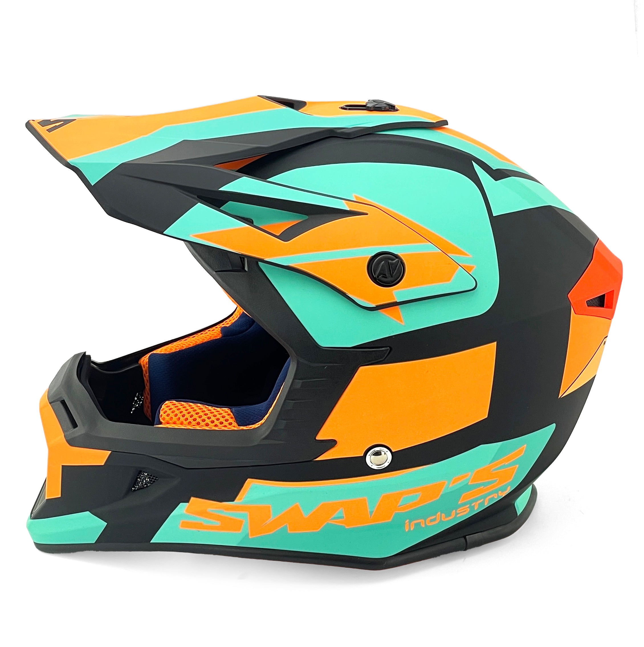 MX HELMET LG 60 BLACK/ORANGE, SWAP'S S818 FULL FACE CSW7G5104, !! ACU GOLD APPROVED !!
