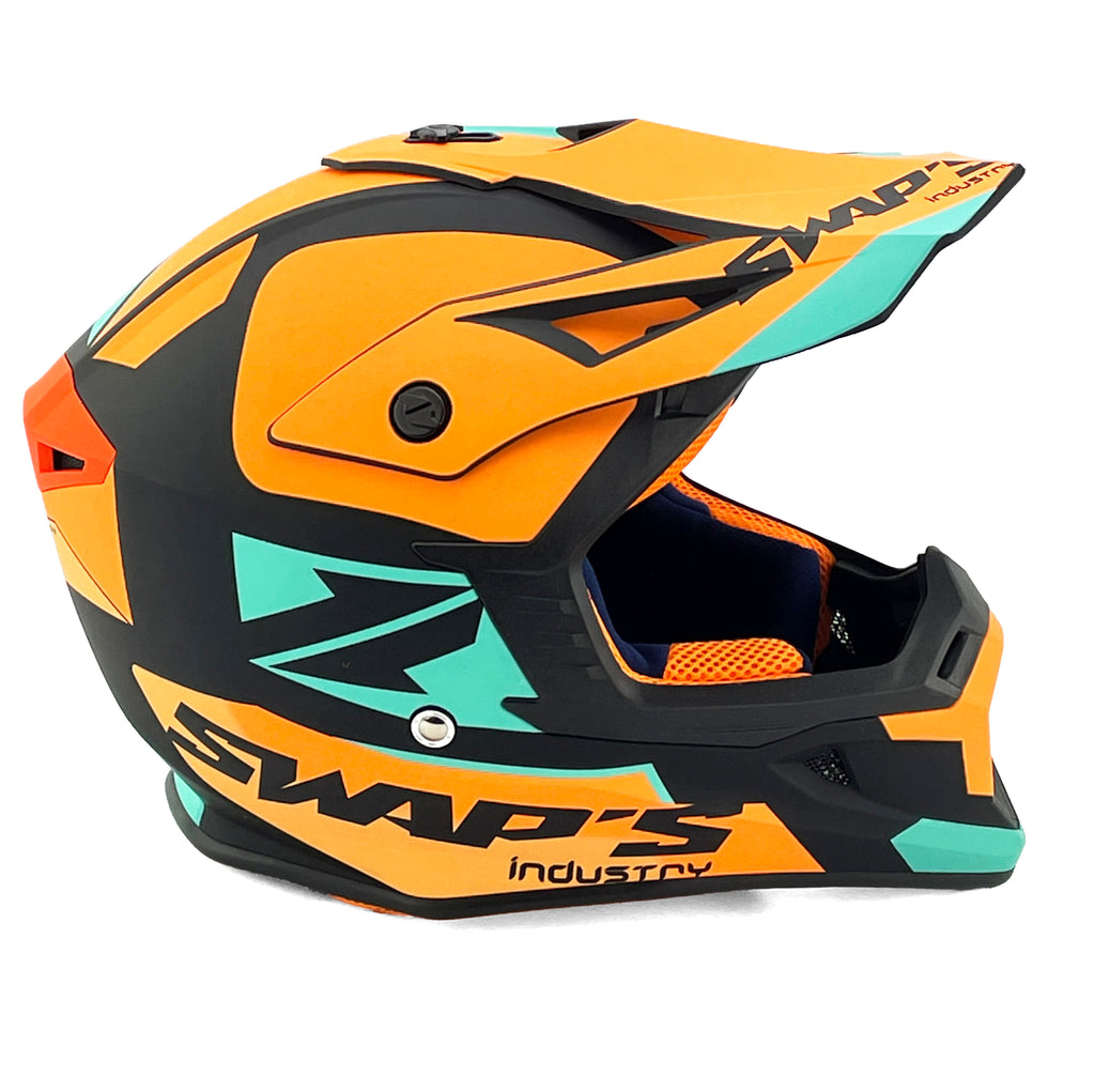 MX HELMET LG 60 BLACK/ORANGE, SWAP'S S818 FULL FACE CSW7G5104, !! ACU GOLD APPROVED !!