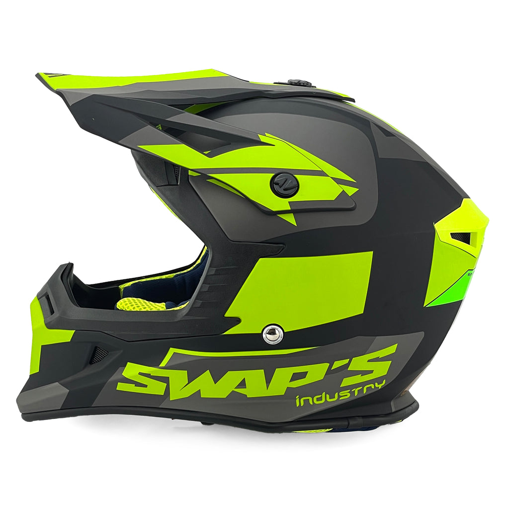 MX HELMET XL 62 BLACK/GREEN, SWAP'S S818 FULL FACE CSW8G1105, !! ACU GOLD APPROVED !!