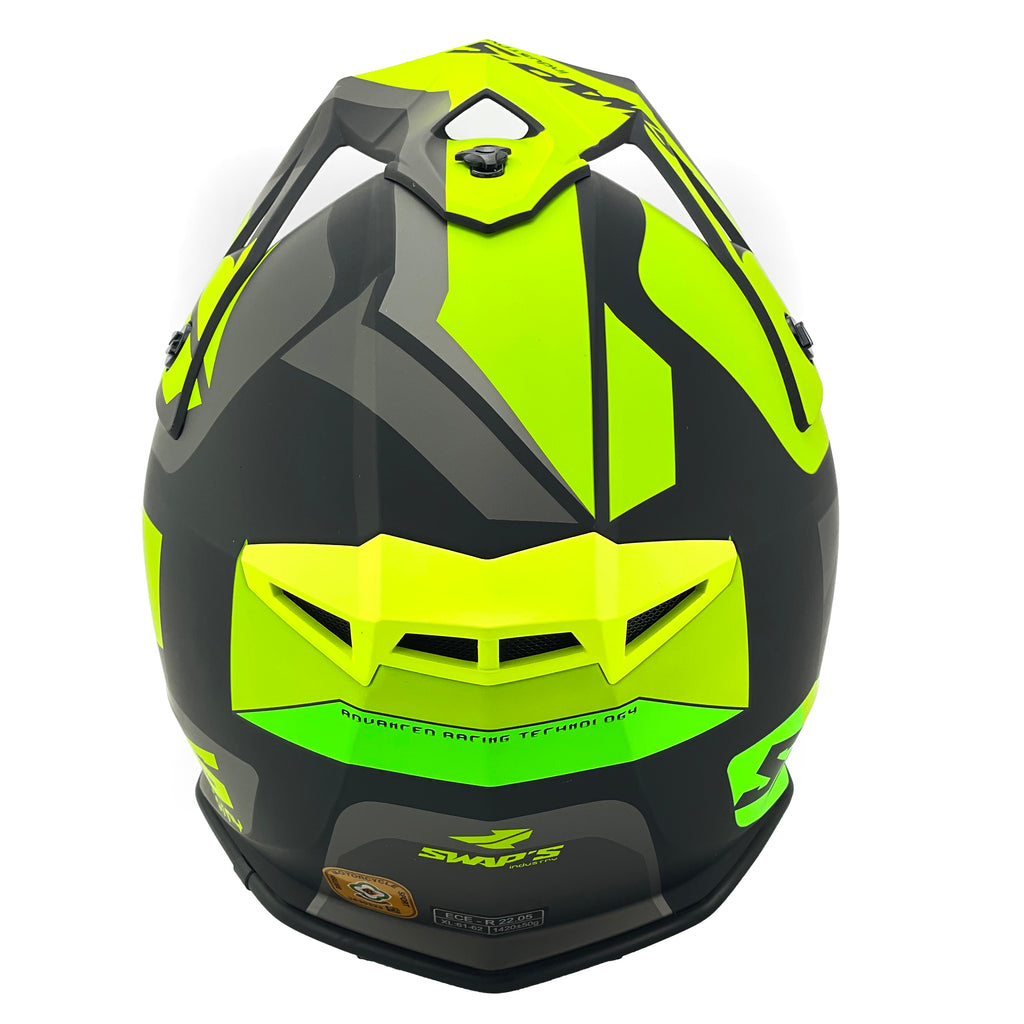 MX HELMET XL 62 BLACK/GREEN, SWAP'S S818 FULL FACE CSW8G1105, !! ACU GOLD APPROVED !!