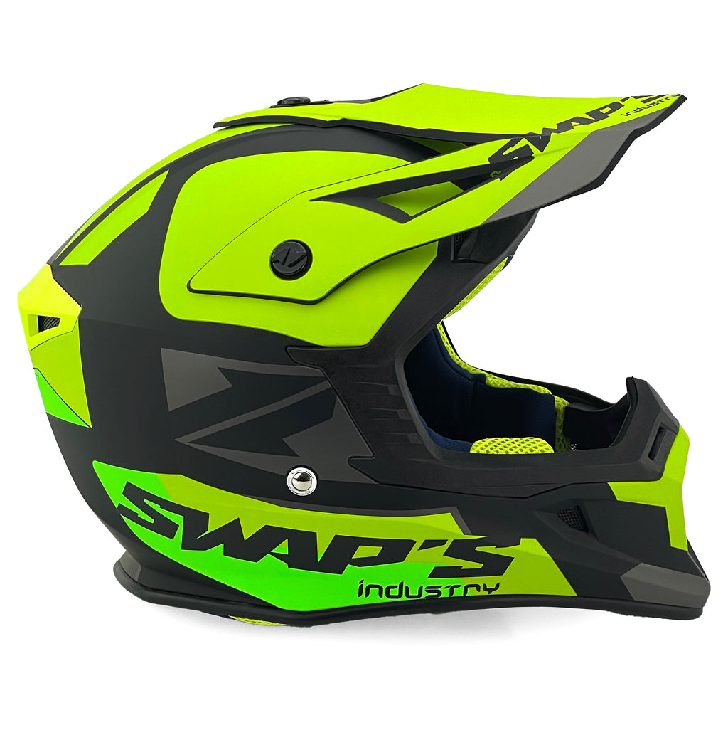 MX HELMET XL 62 BLACK/GREEN, SWAP'S S818 FULL FACE CSW8G1105, !! ACU GOLD APPROVED !!