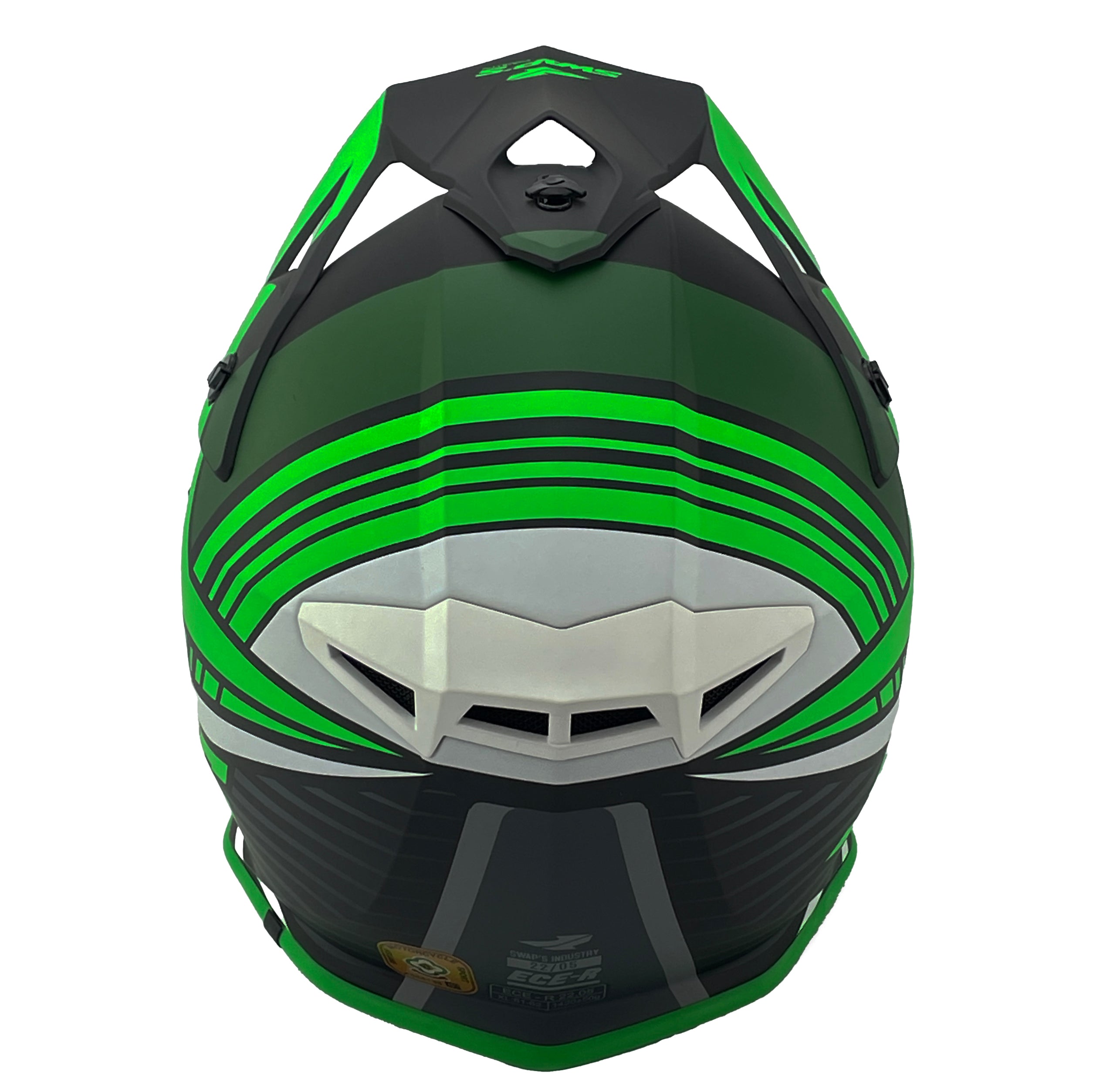 MX HELMET XL 62 BLACK/GREEN 21, SWAP'S S818 FULL FACE CSW10F0105, !! ACU GOLD APPROVED !!