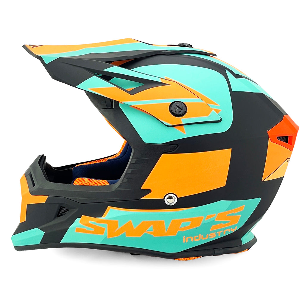 MX HELMET XL 62 BLACK/ORANGE, SWAP'S S818 FULL FACE CSW7G5105, !! ACU GOLD APPROVED !!