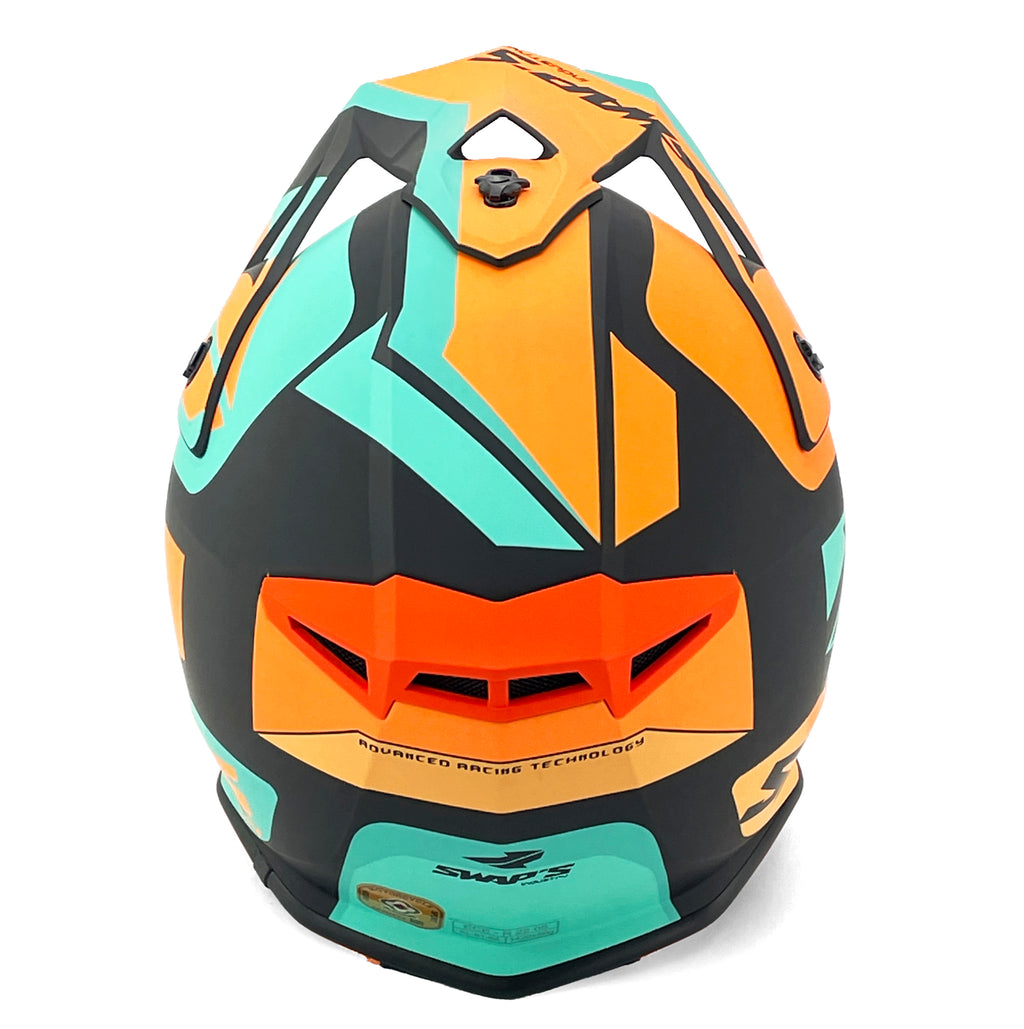 MX HELMET XL 62 BLACK/ORANGE, SWAP'S S818 FULL FACE CSW7G5105, !! ACU GOLD APPROVED !!