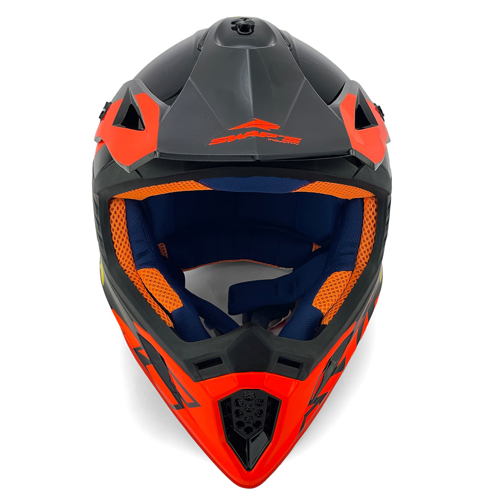 MX HELMET XL 62 BLACK/ORANGE 21, SWAP'S S818 FULL FACE CSW11G0105, !! ACU GOLD APPROVED !!