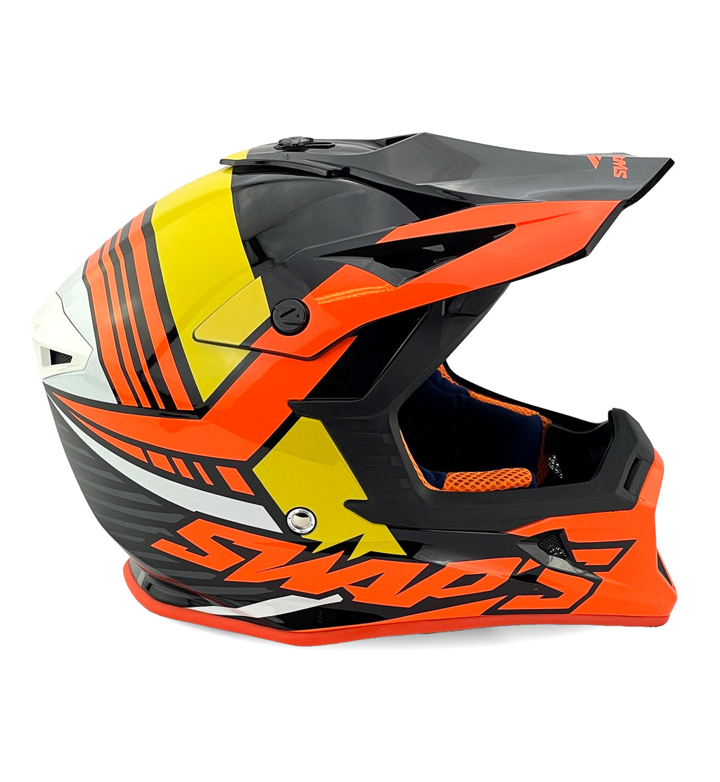 MX HELMET XL 62 BLACK/ORANGE 21, SWAP'S S818 FULL FACE CSW11G0105, !! ACU GOLD APPROVED !!