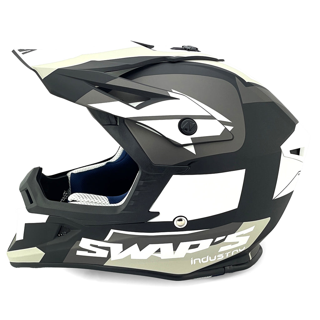 MX HELMET XL 62 BLACK/WHITE, SWAP'S S818 FULL FACE CSW5G1105, !! ACU GOLD APPROVED !!