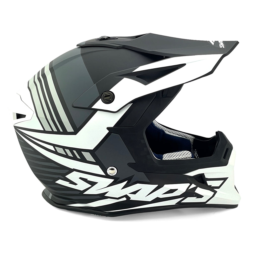 MX HELMET XL 62 BLACK/WHITE 21, SWAP'S S818 FULL FACE CSW5F0105, !! ACU GOLD APPROVED !!