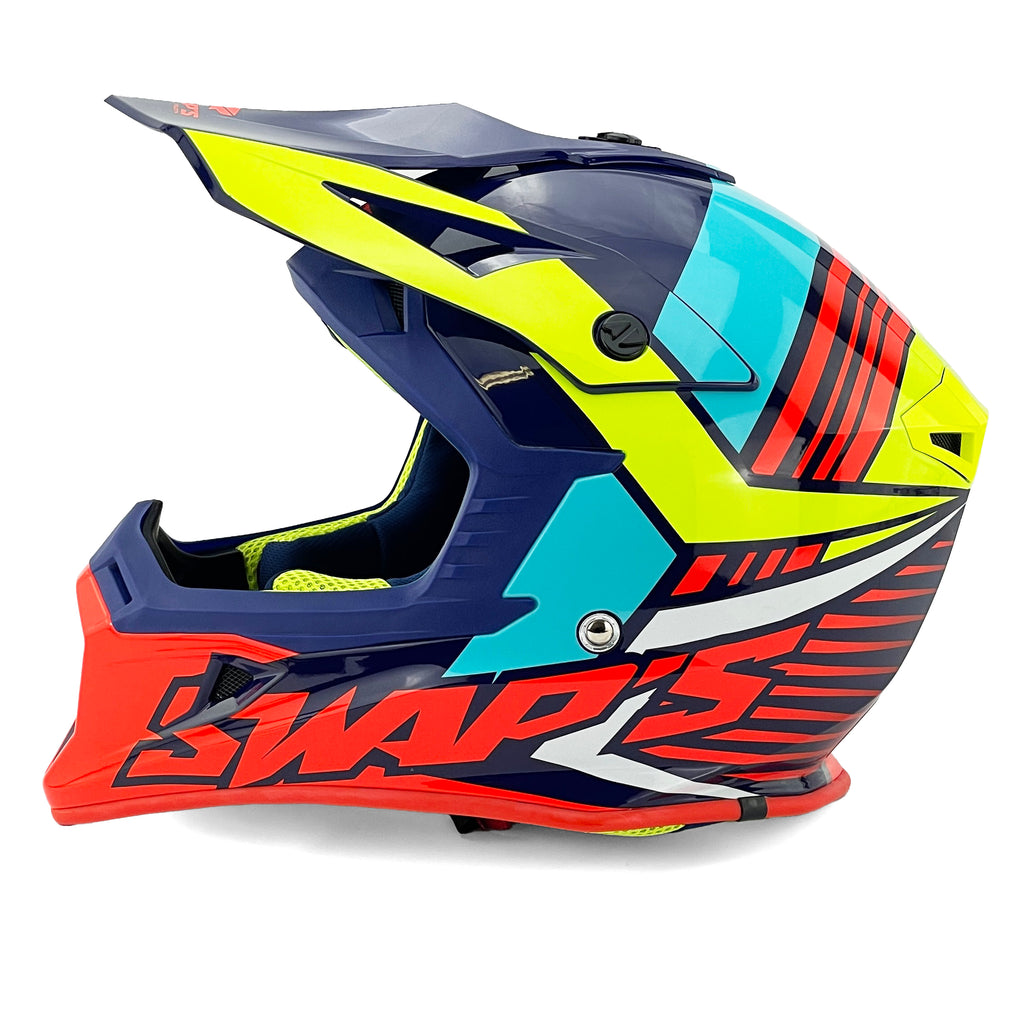 MX HELMET XL 62 BLUE/YELLOW 21, SWAP'S S818 FULL FACE CSW9G0105, !! ACU GOLD APPROVED !!