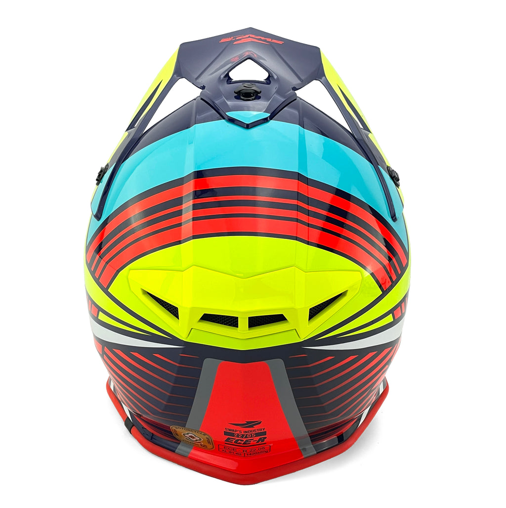 MX HELMET XL 62 BLUE/YELLOW 21, SWAP'S S818 FULL FACE CSW9G0105, !! ACU GOLD APPROVED !!