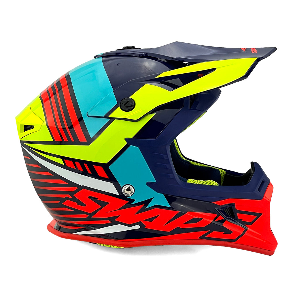 MX HELMET XL 62 BLUE/YELLOW 21, SWAP'S S818 FULL FACE CSW9G0105, !! ACU GOLD APPROVED !!
