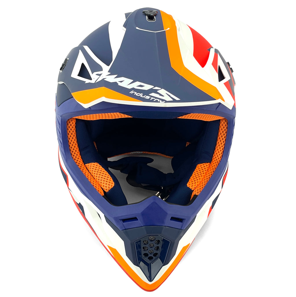MX HELMET XL 62 WHITE/BLUE SWAP'S S818 FULL FACE CSW2G7105 !!ACU GOLD APPROVED!!