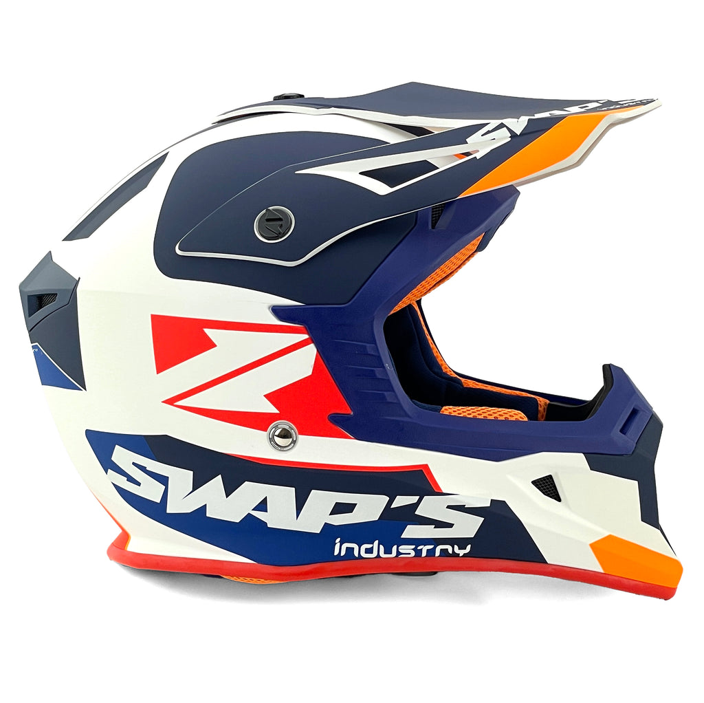 MX HELMET XL 62 WHITE/BLUE SWAP'S S818 FULL FACE CSW2G7105 !!ACU GOLD APPROVED!!