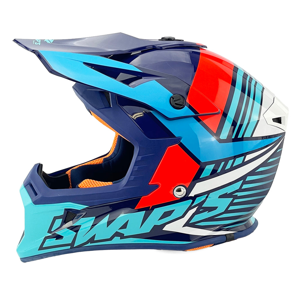 MX HELMET XL 62 WHITE/BLUE 21, SWAP'S S818 FULL FACE CSW6G1105, !! ACU GOLD APPROVED !!