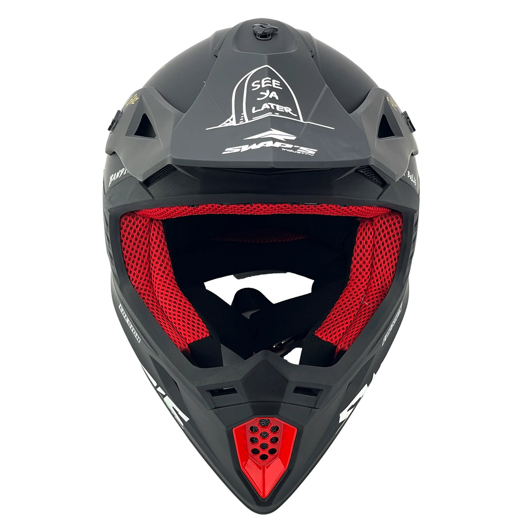 MOTOCROSS HELMET SWAPS S818 - MATT BLACK GOLD FULL GAZ - SIZE XS 53cm - 54cm
