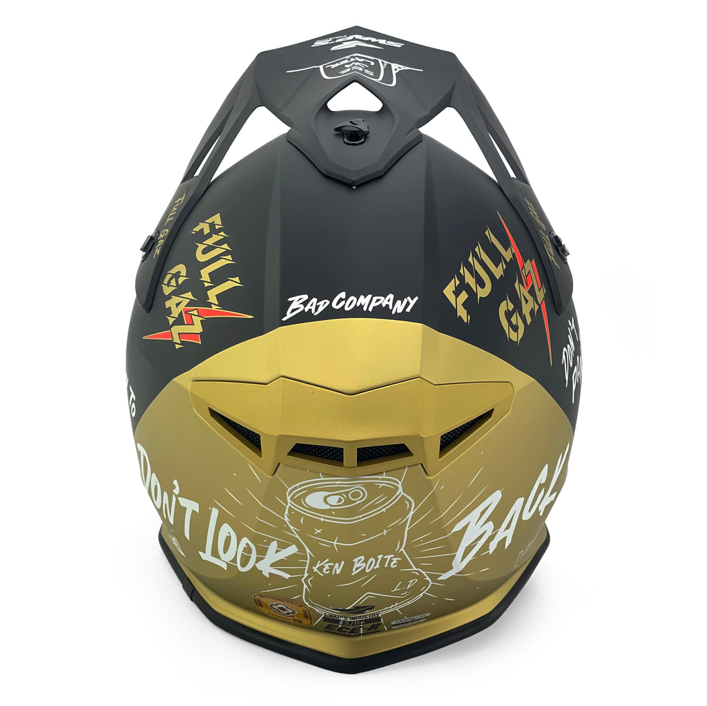 MOTOCROSS HELMET SWAPS S818 - MATT BLACK GOLD FULL GAZ - SIZE L 59cm - 60cm